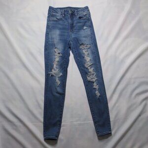 AMERICAN EAGLE womens JEANS distressed NEXT LEVEL STRETCH curvy HI-RISE jegging